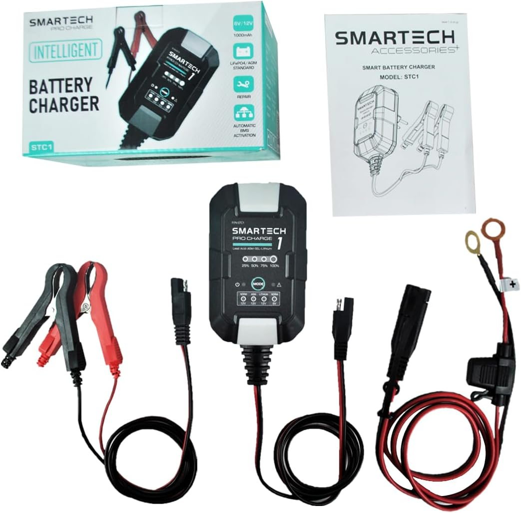 STC1 Smartech 6V/12V 1A Motorcycle Charge Automatic Lead-Acid, Lithium Battery Trickle Charger image number 3