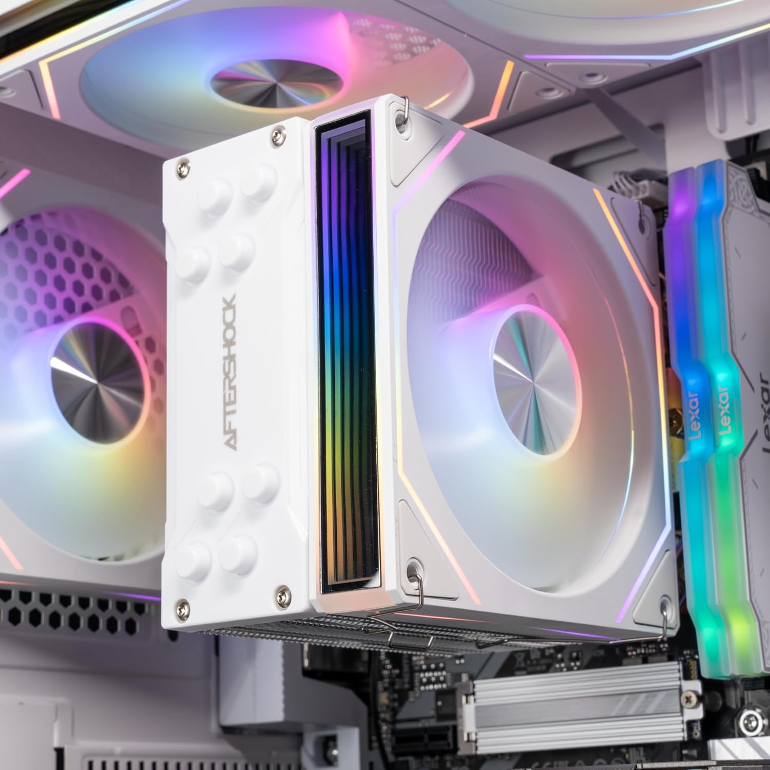 Aftershock Gaming PC | RTX 5070 12GB | AMD Ryzen 5 7500F | 32GB RAM | 1TB SSD | Windows 11 Home | Cloud White Desktop Computer image number 3