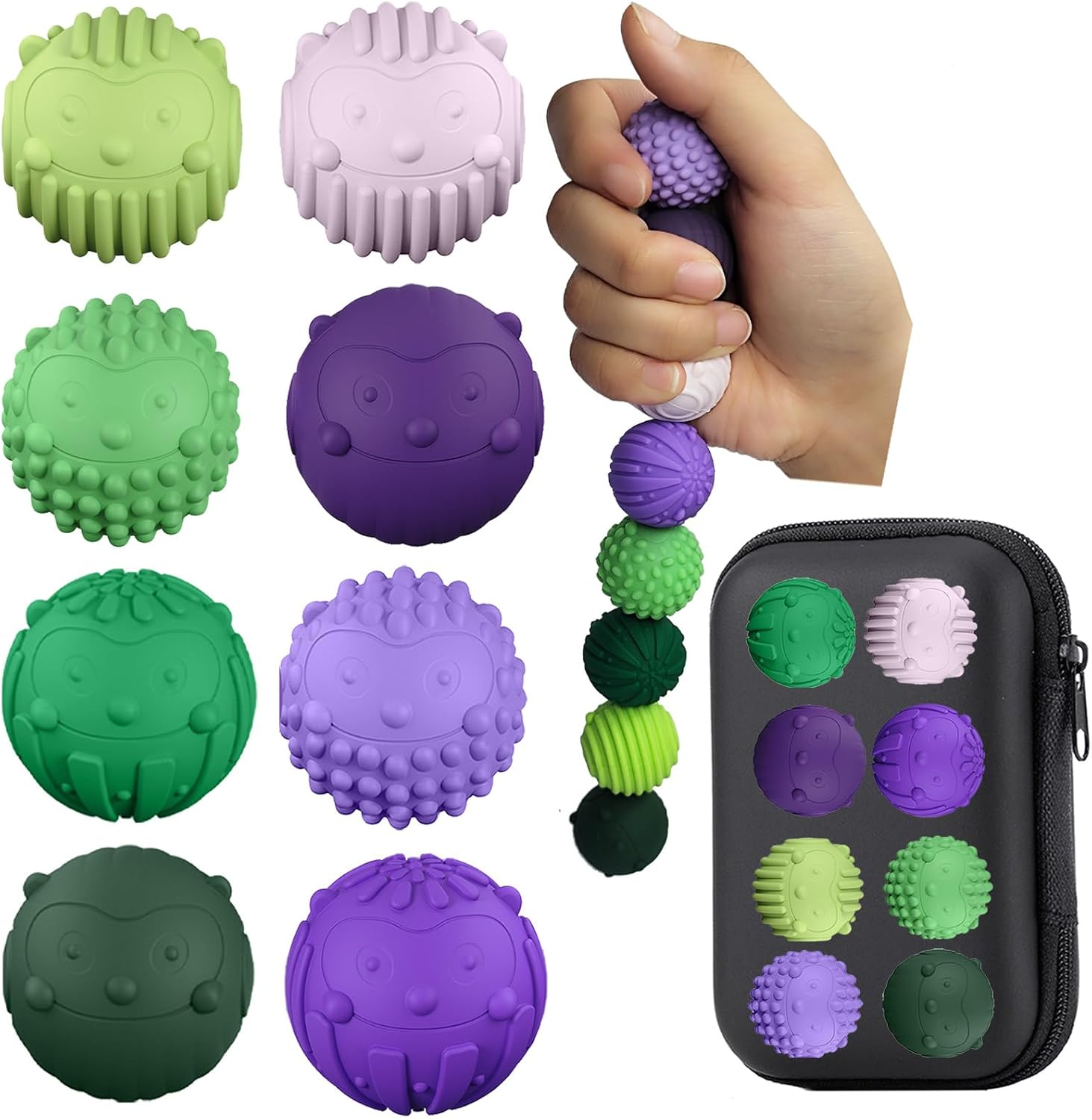 Magnetic Ball Fidget Toys, 8Pcs Silicone Sensory Stress Relief Toys with Autism ADHD Anxiety Quiet Executive Desk Office,Stocking Stuffers for Adults Women Men Gifts (Purple)