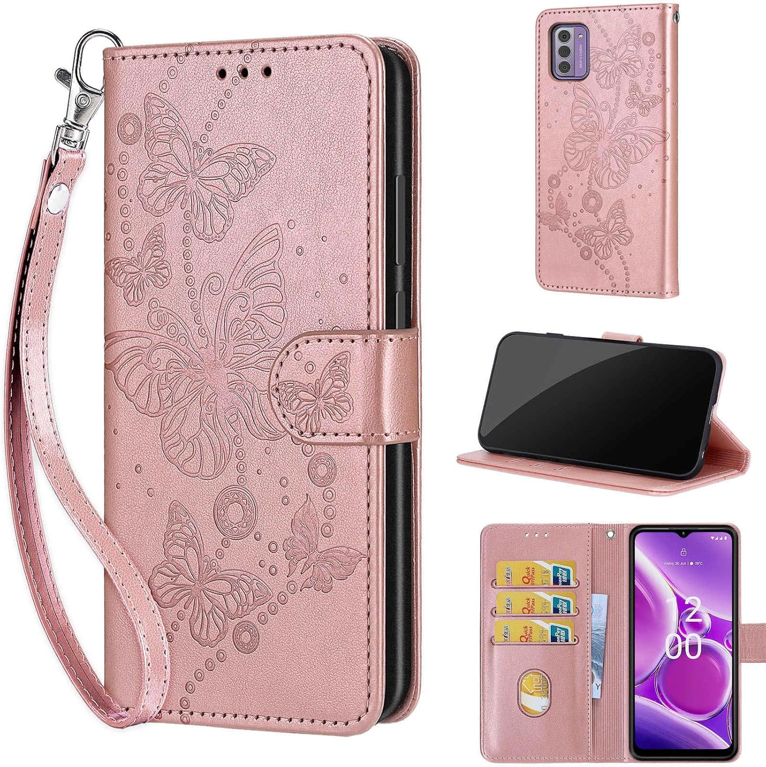 TOMYOU Mobile Phone Case for Nokia G42 5G / G310 5G Case, Shockproof Flip Wallet Case with Card Slot Stand Function Leather Flip Case Compatible Nokia G42 5G / G310 5G Rose Gold