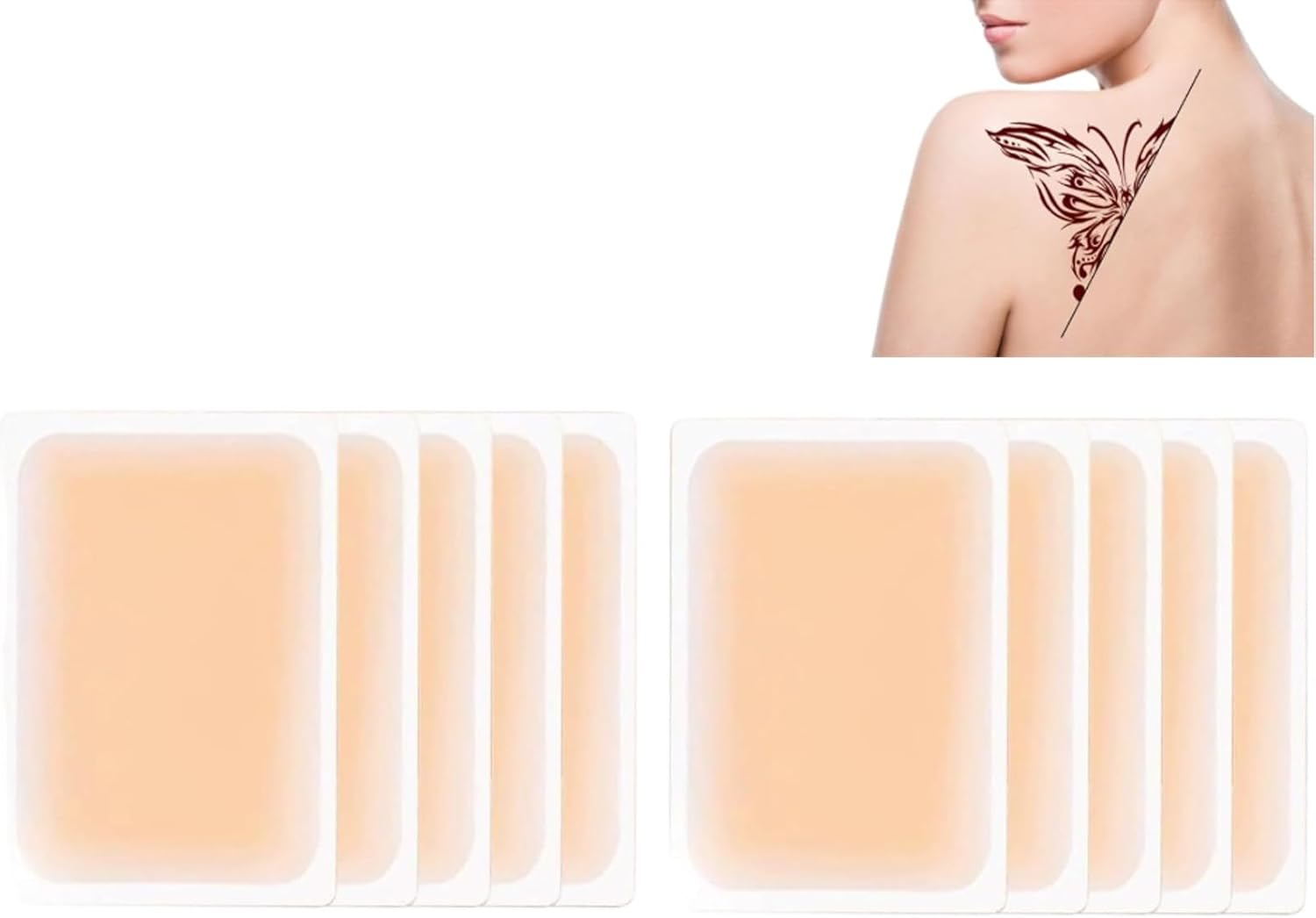 Muhomuho 10Pcs Tattoo Cover up Patch, Scar Tape, Second Skin for Tattoo, Invisible Waterproof Body Concealer Makeup Sticker, Natural Looking Cover up for Tattoos & Scars (Light) image number 1
