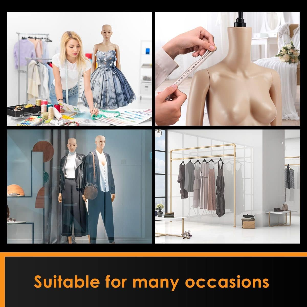 Female Mannequin Full Body Manikin Torso Display Stand Dress Form 175CM Adjustable Detachable Skin Tone image number 3