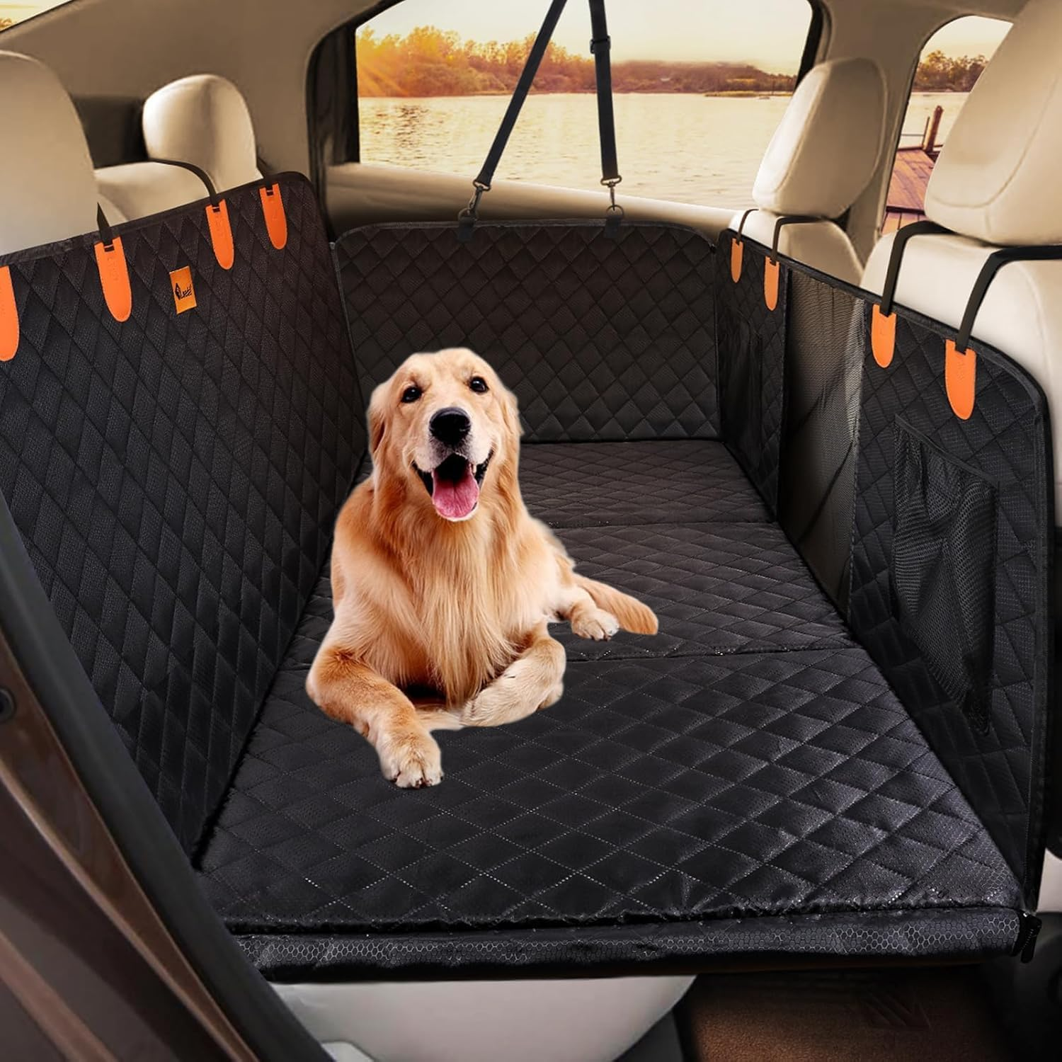 Lordap Back Seat Extender for Dogs,Hard Bottom Dog Car Cover Bed Camping Mattress,Dog Hammock Travel Bed,Non Mattress SUV Truck (Black) image number 2