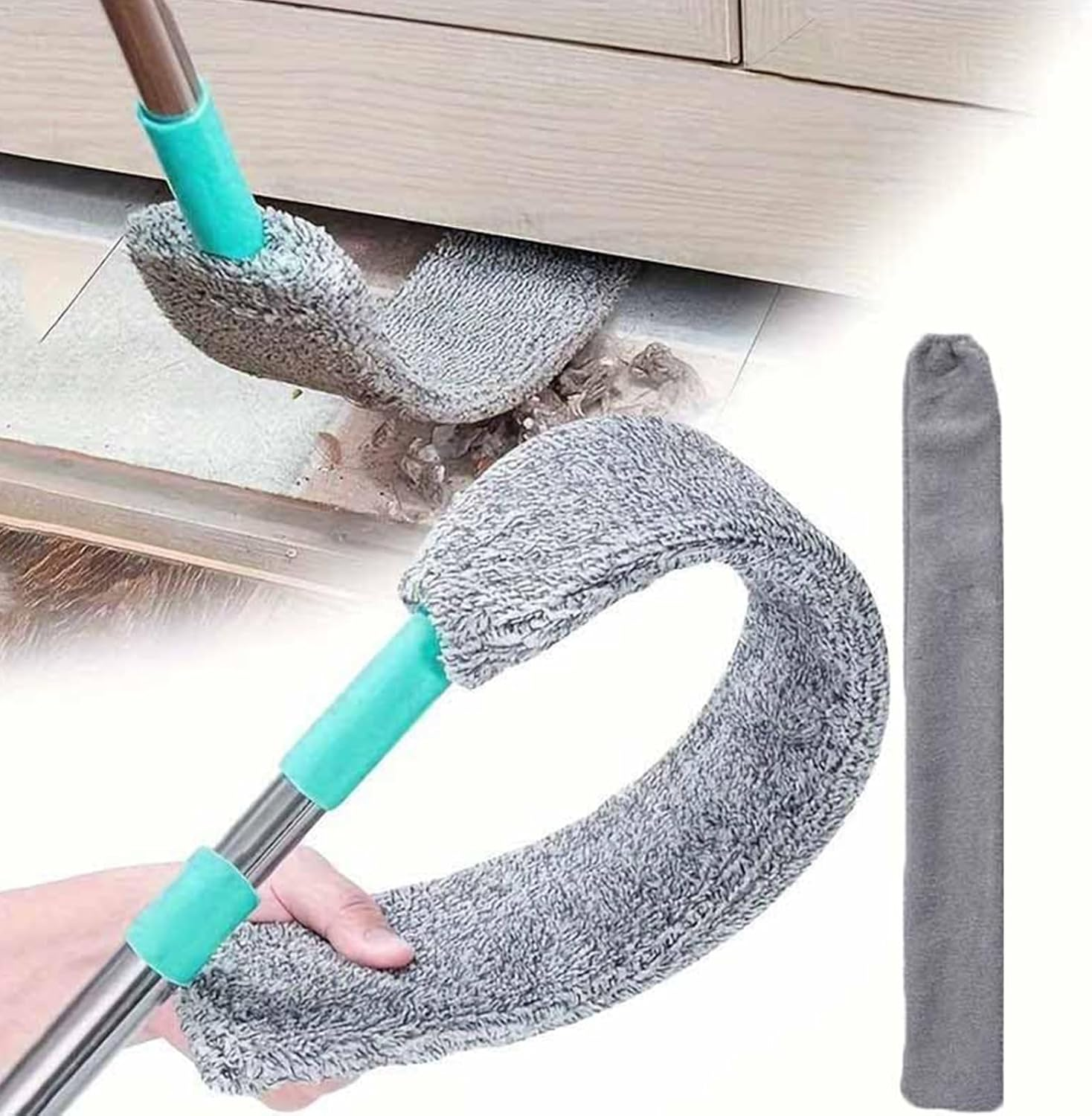 Under Appliance Duster | Flat Retractable Cleaner - under Sofa Cleaning Tool Dust Wand, Floor , Sofa, under Fridge, Home, Dorm, Home Use image number 2