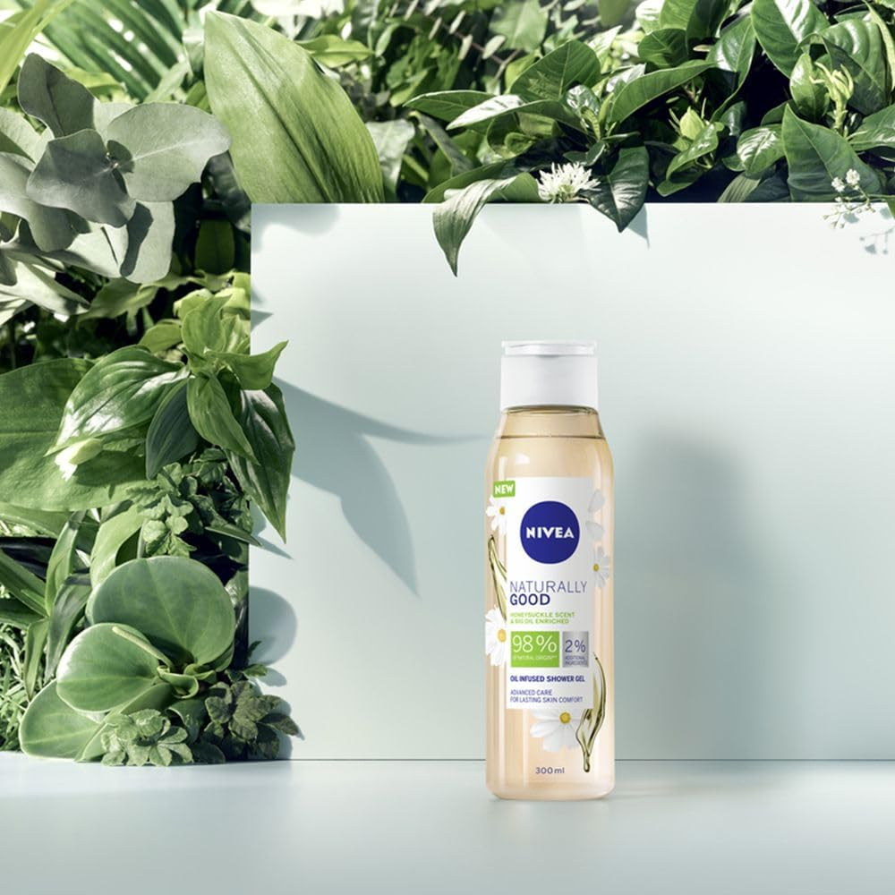 NIVEA Naturally Good Shower Gel & Body Wash, Scented with Honeysuckle & Enriched with Organic Oils, 300Ml, Detox Cleanse, Best Body Wash, Soap Free Body Wash image number 1