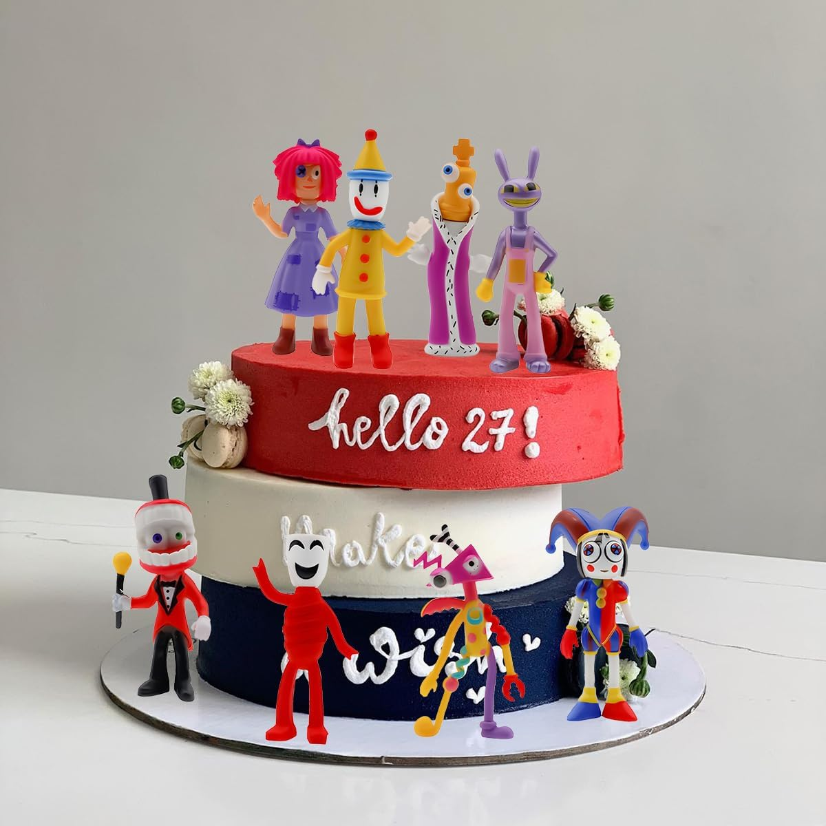 8Pcs Party Topper for the Amazing Digital Circus,Digital Circus Action Figure,Circus Theme Party Decorate Supplies image number 3