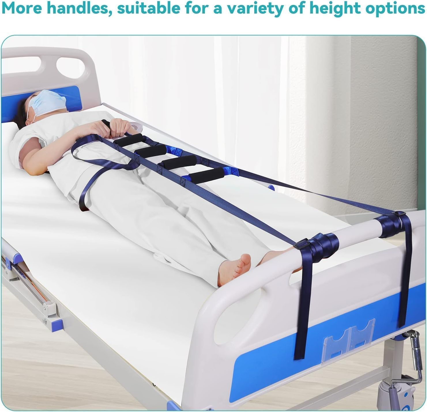 Bed Ladder Assist,6 Handle Bed Ladder Straps,Adjustable Sit up Helper,Bedridden Patients Lifting Assistance,For Elderly, Senior, Injury Recovery Patient, Pregnant, Handicap image number 3