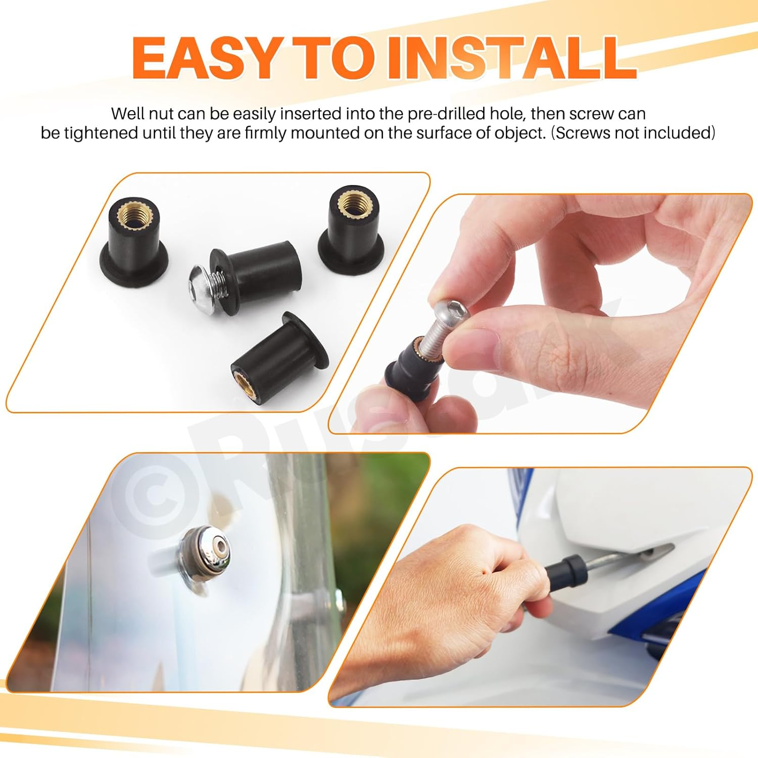 20Pcs M5 Rubber Well Nuts Black Neoprene Well Nuts Expansion Brass Nuts Windshield Fairing Nuts Windscreen Rubber Nut for Fairing Kayak Motorcycle Boat image number 4