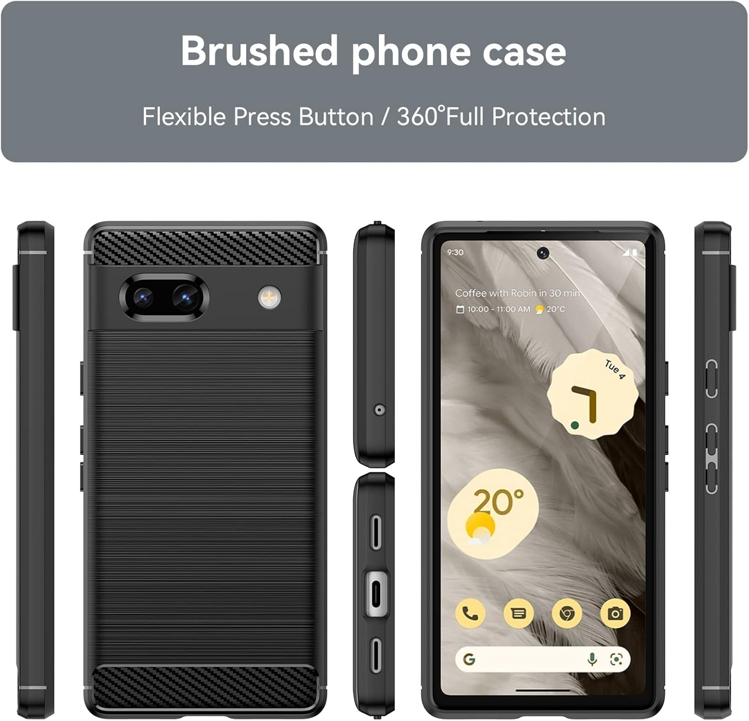 HEYUS Case for Google Pixel 7A Case, Shock-Absorption Brushed Flexible Soft Carbon Fiber Protective Cover for Google Pixel 7A image number 1