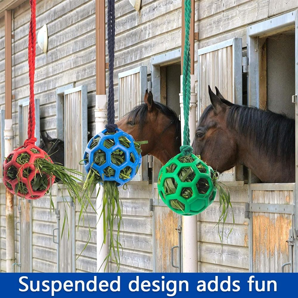 3-Pcs Horse Treat Ball Hay Feeder Toy &ndash; Hanging Slow Feeder Ball for Horses, Goats & Sheep, Stall Toy for Feeding and Enrichment image number 6