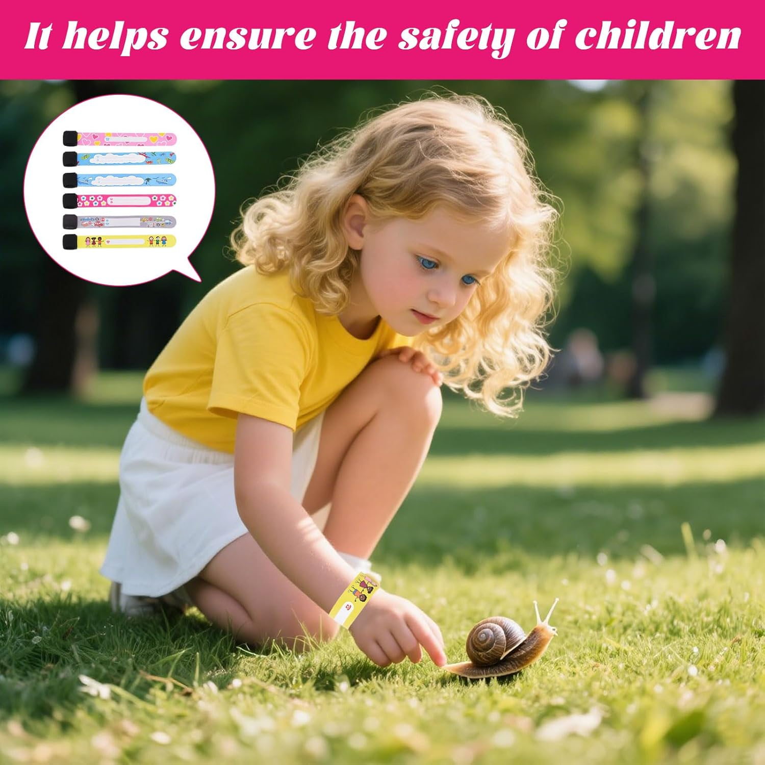 Wrist Band, 12Pcs Wristbands, Children Safety Id Wristband, Waterproof Kids Safety Bracelet, Adjustable Travel Information ID Bracelet for Children'S Field Trips and Outdoor Activities image number 3