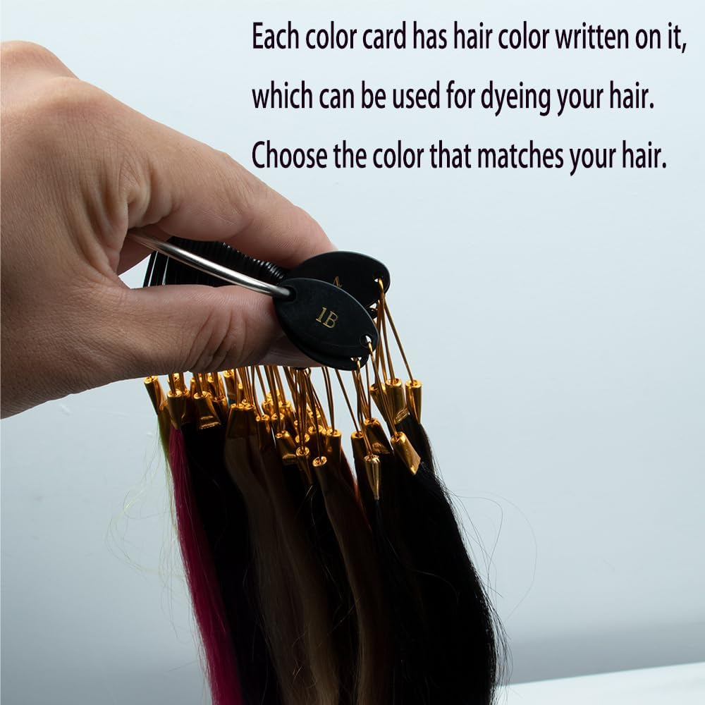 Human Hair Color Swatches Natural Hair Color Testing Swatch 40 Pieces Hair Strand Test Color Rings Hair Dying Color Swatches Human Hair Color Ring Samples for Salon Hairdressing image number 4