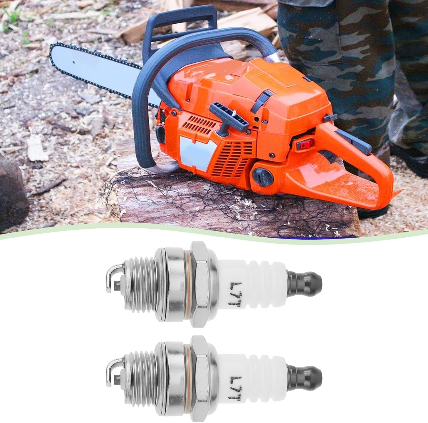 LT Easiyl 2Pcs Lawnmower Spark Plug Replacement Part 577484001 HQT-1 Suitable for Gasoline Chain Saw Hedge Trimmer Compatible with Husqvarna BPM7RA image number 5