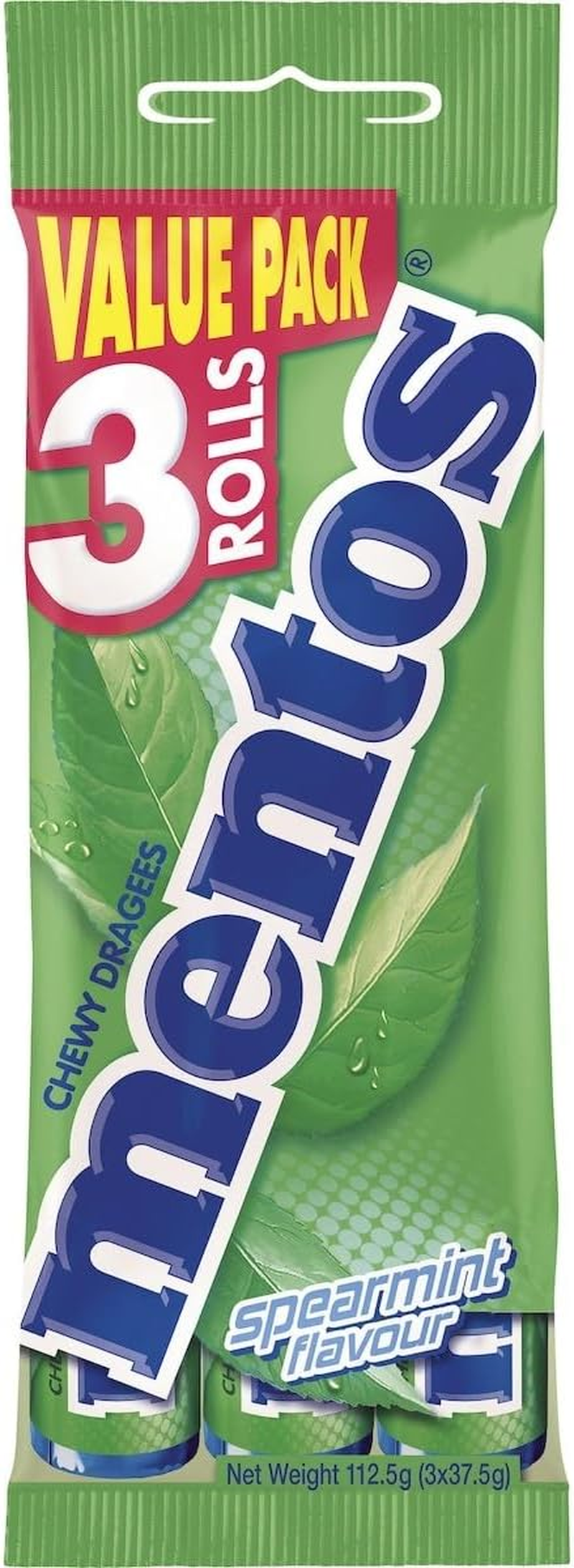 MENTOS Fruit Candy Roll 3 Pack, Classic Mix of Fruity Flavours, 112.5G