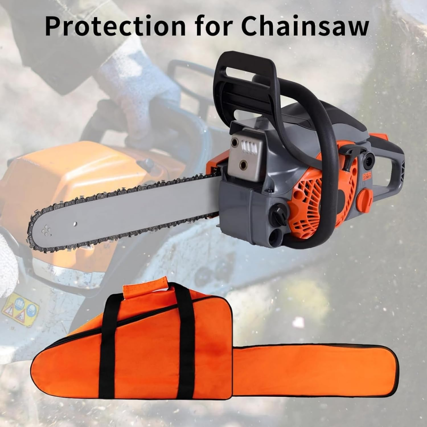 SNOKAY Chainsaw Carrying Case, Heavy Duty Waterproof Chainsaw Bag with Handle and Sticky Strip, Water Resistant Chainsaw Storage for Stihl Husqvarna Chainsaws (16"/18"/20"/22'') image number 2
