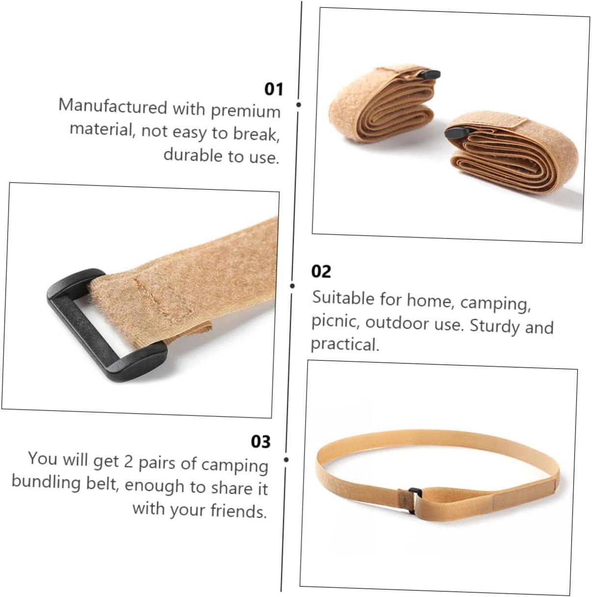 Veemoon 4Pairs Lashing Straps for Camping Adhesive Luggage Ropes Binding Belts Adhesive Buckle Belts Outdoor Storage image number 2