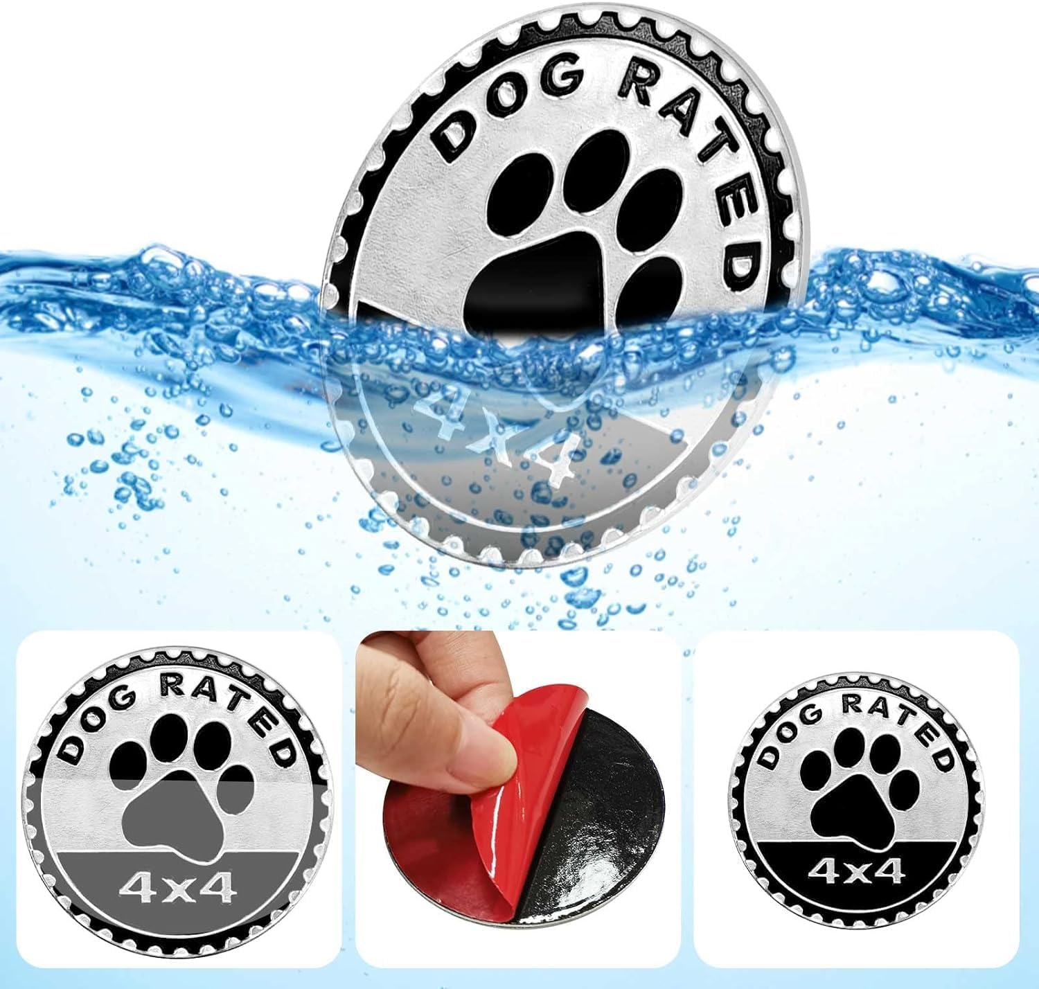 1Pc Black Dogs Badge Rated Car Emblem,4 X 4 Metal Automotive Badge 3D Metal Car Badges Emblems round Emblem Decals Stickers Compatible with Jeep Wrangler Vehicles Trucks Suv,Automotive image number 2