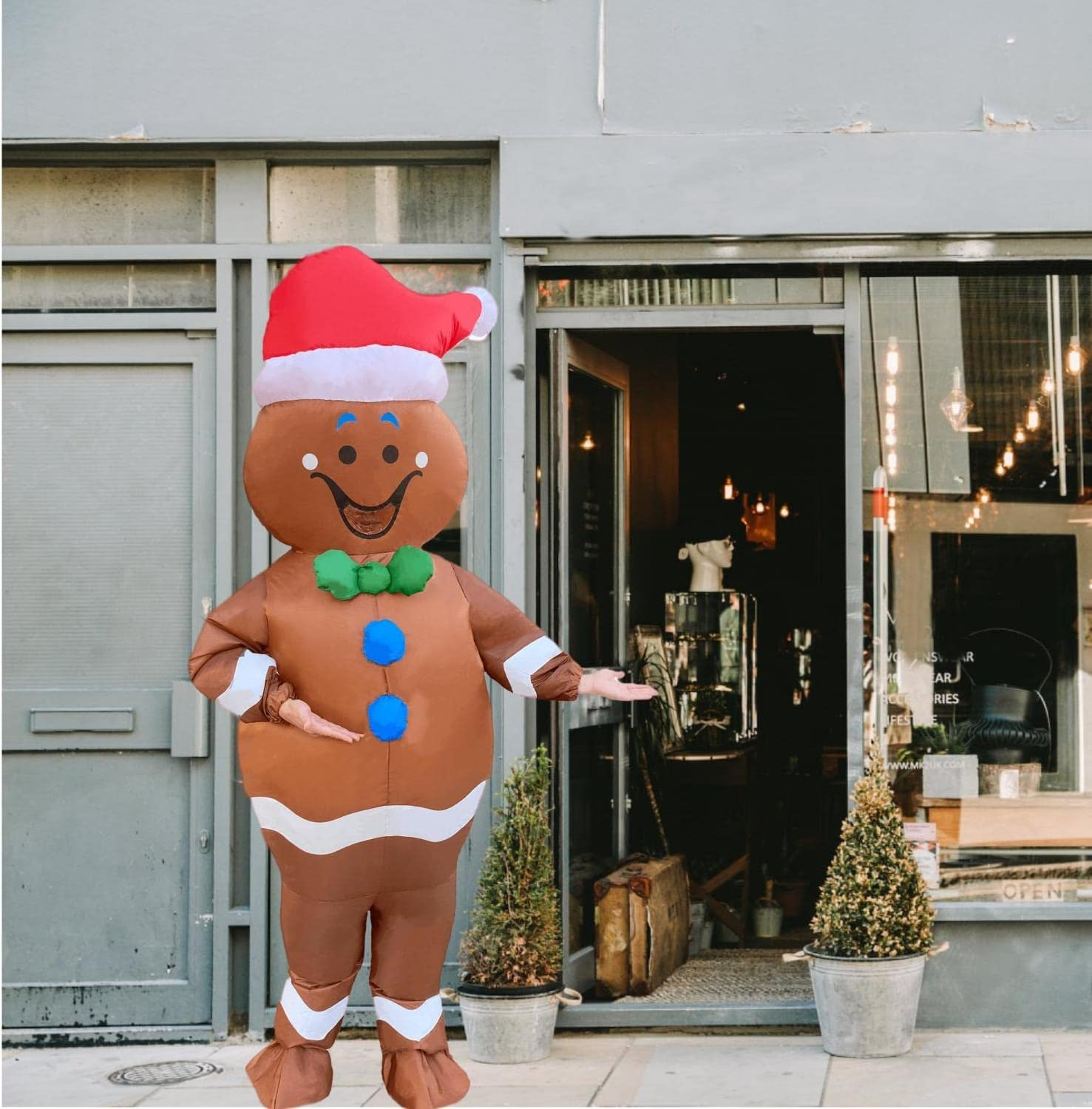 Tangcii Inflatable Christmas Gingerbread Man Costume Adult Blow up Halloween Funny Suit Blowup Costumes for Adults Mens Holiday Cosplay Fancy Dress Brown image number 3