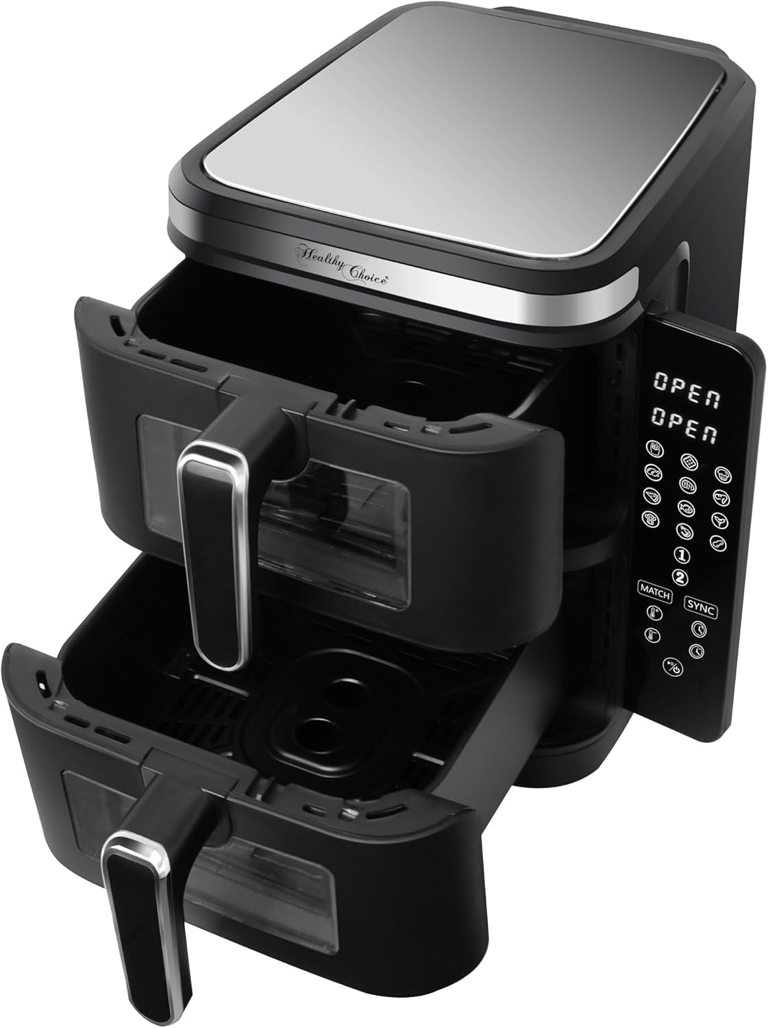 Healthy Choice 2400W 11L Double Decker Digital Dual Zone Air Fryer with 2 Cooking Zones, Foldable Screen, Space-Saving Design, 25Cm Wide for Efficient Cooking image number 1