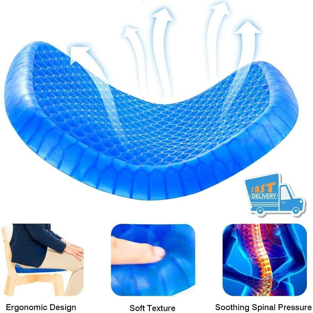 Gel Seat Cushion, Office Chair Seat Cushion with Non-Slip Cover Breathable Honeycomb Pain Relief Sciatica Egg Crate Cushion for Office Chair Wheelchair Car image number 2