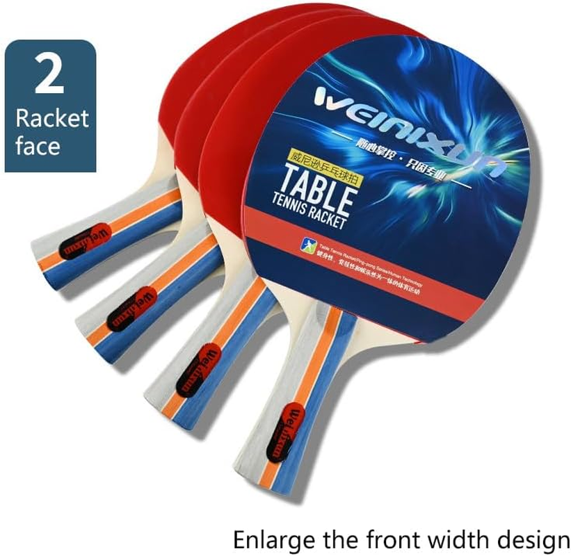 Ping Pong Paddles Set - Professional Table Tennis Rackets and Balls, Retractable Net with Posts and Storage Case - Pingpong Paddle and Game Table Accessories image number 6