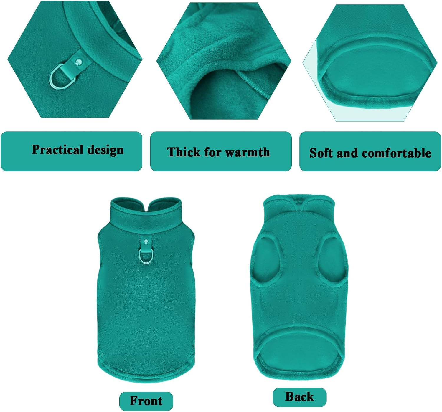 2 Pcs Dog Fleece Vest Sweater Winter Warm Dog Sleeveless Jacket Soft Pullover Fleece Cold Weather Coat Hoodie with D-Ring Leash for Small Medium Dogs Unisex image number 4