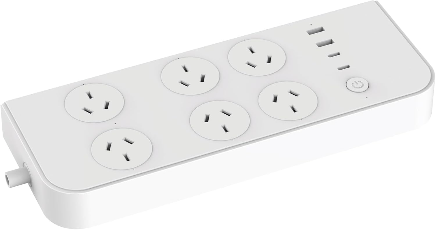 Brilliant Smart 6 Outlet Powerboard with Dual USB a & C. Individual Outlet and USB Control and Automation via Free Brilliantsmart App