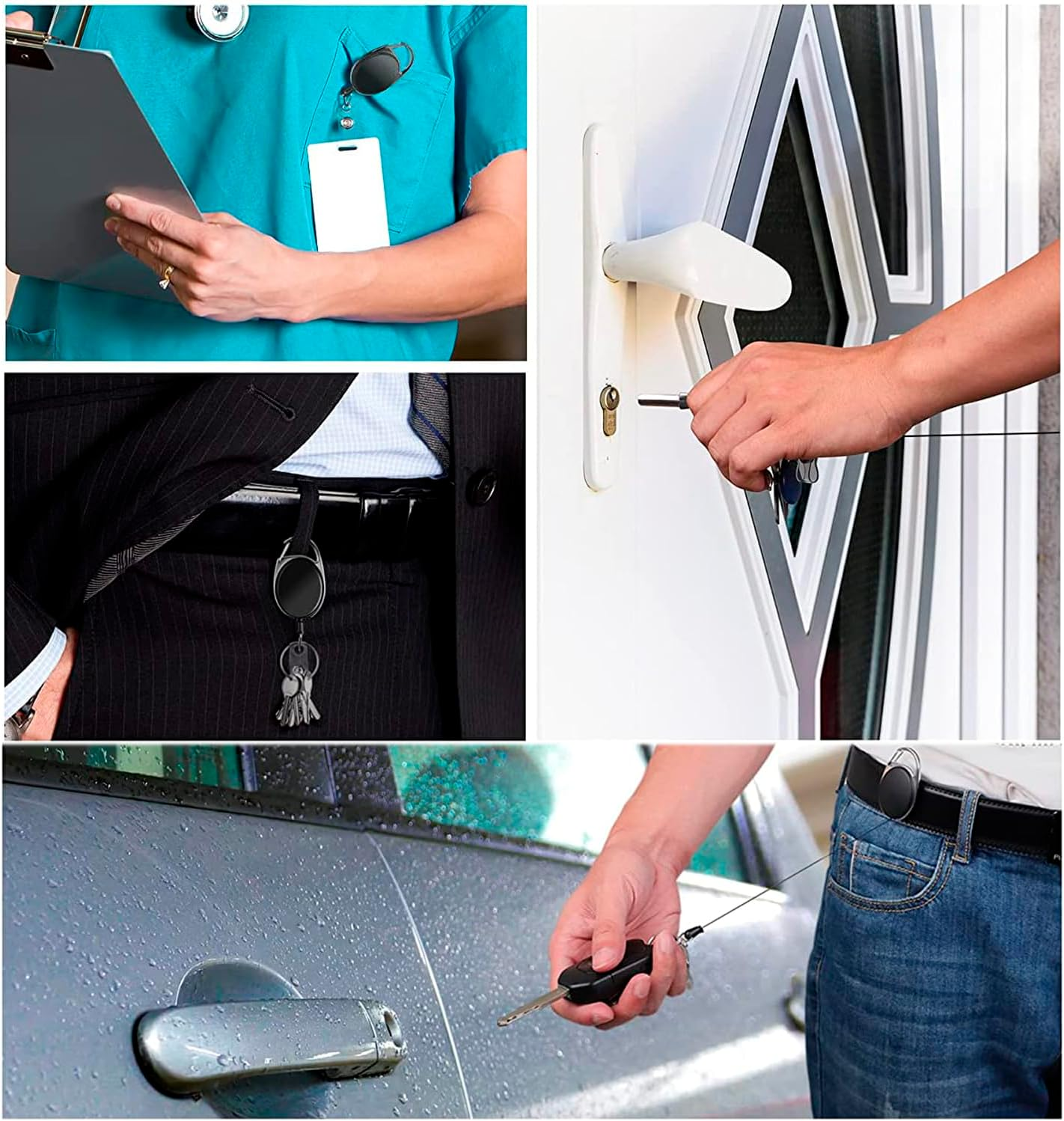 2 Pack Retractable Badge Holders, Waterproof Transparent Retractable Keychain Card Case, Metal Id Badge Holder with Belt Clip Key Ring for Id Card Keychain(Color:Clear) image number 6