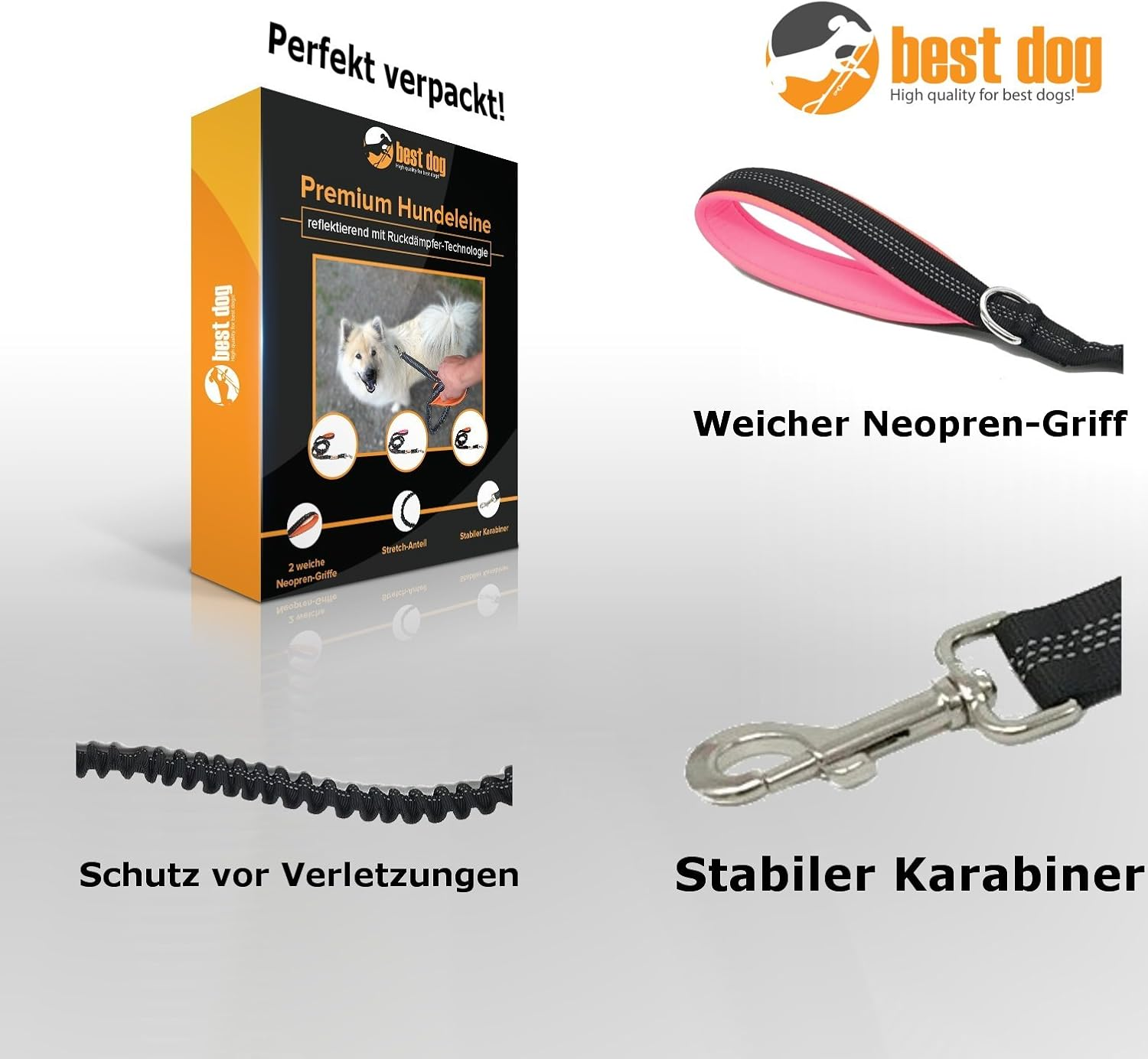 Best Dog Premium Dog Lead for Large Dogs (Pink-Grey) image number 3