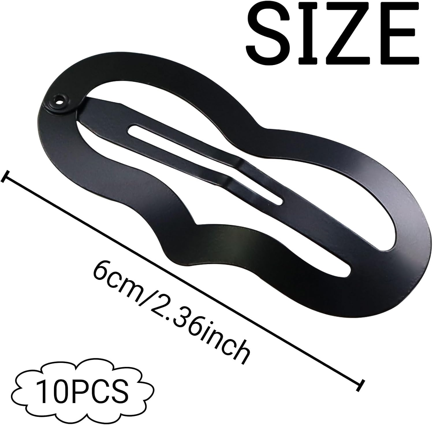Hair Clips Girls Pack of 10 6 Cm Large Snap Hair Clips Hair Clips Metal Hair Clips Black Hair Clips Hair Accessories Hair Clip for Girls, Men and Women, Heart-Shaped image number 2