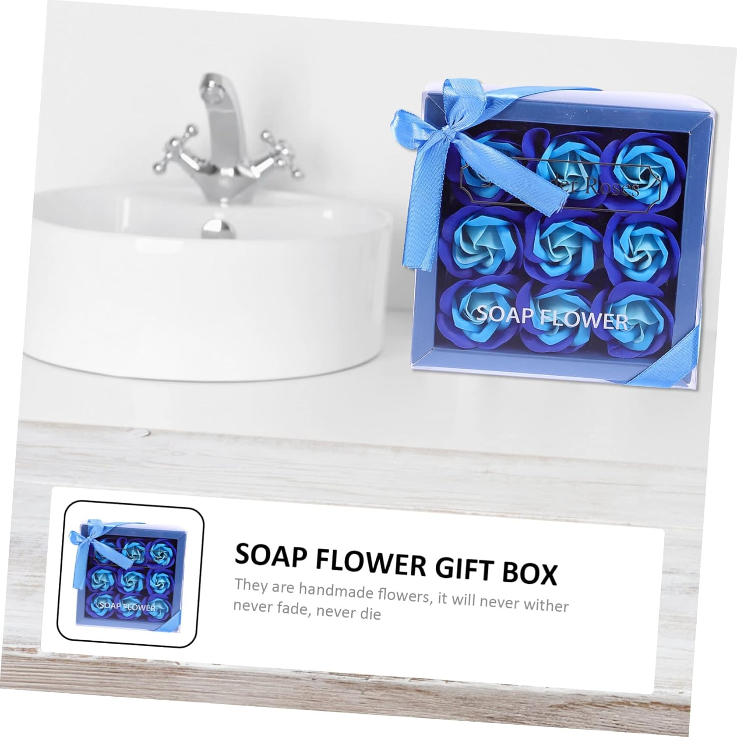 Abaodam Decorative Soap Rose Flower Box Realistic Flowers for Valentine Day Mother Day Birthdays Special Occasions Scented Arrangement for Your Loved