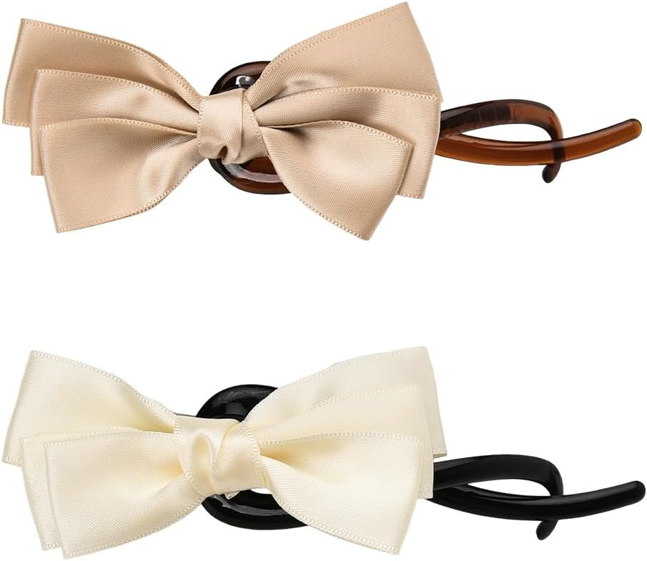 French Twist N Clip Bow Hair Clips for Women Nonslip Bowknot Twist Hair Barrettes Banana Clips Hairpins French Bow Hair Accessories Jaw Claw Clips for Girls 2PCS image number 4