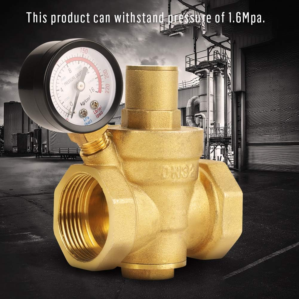 Pressure Reducing Valve Adjustable Water Control Regulator Brass BSP DN32 with Gauge Meter image number 5