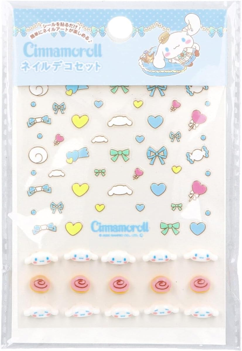 Sanrio Cinnamoroll, 3D Nail Parts, Nail Decor Set, Nail Art, Nail Decoration, Cute, Character, Suitable for Kids, Adults, Kids, Stickers