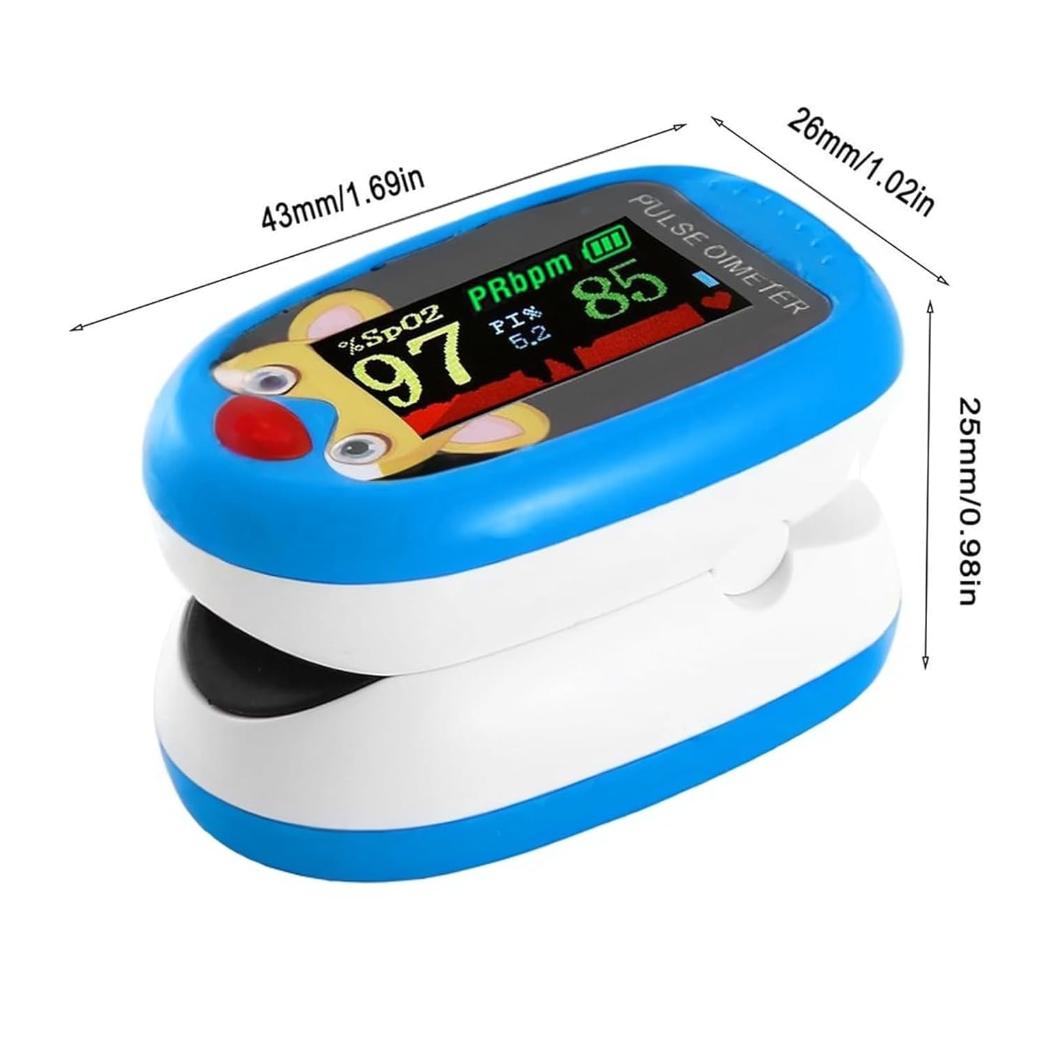 Rechargeable Pulse Oximeter for 2-12 Year Old Kids: Fingertip Blood Oxygen and Heart Monitor with Lanyard, Portable Digital Oxygen Saturation Gauge