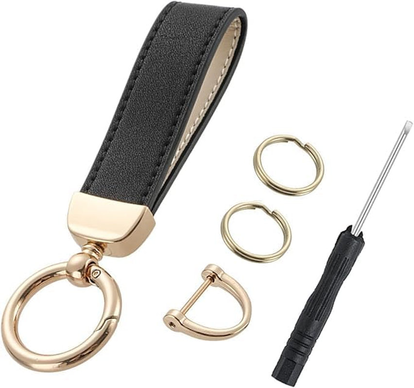 Car Keychain Microfiber Leather Key Chain for Men Women,Universal Car Accessories for Keys Fobs 360 Degree Rotatable with Anti-Lost D-Ring 2 Key Ring and 1 Mini Screwdriver