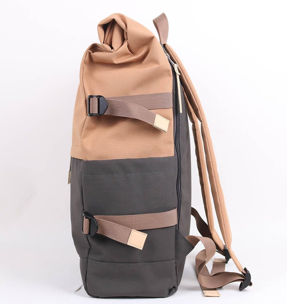 City Cruiser Backpack, 20-29L Capacity, Recycled Polyester, Water Resistant, Rolltop Closure, 16" Laptop Compartment, Apricot Charcoal Mist/Stormcloud Grey image number 3