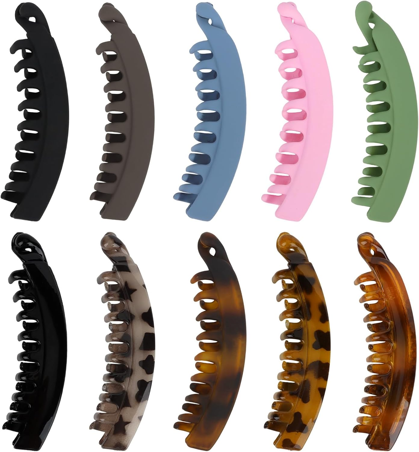 Srotmirw Banana Clip 10 Hair Clips Women Solid Colour Leopard Print for Women and Girls image number 6