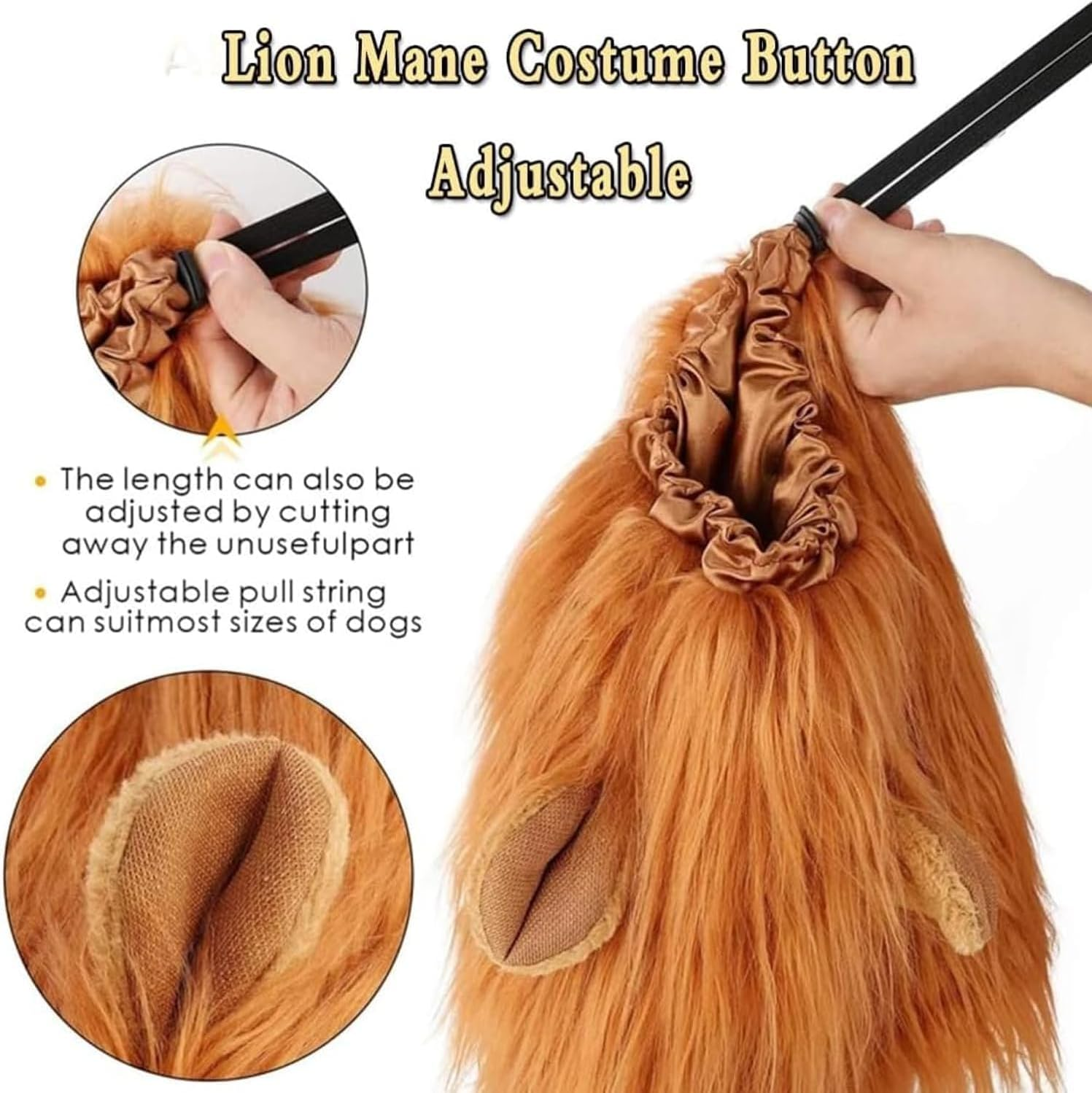 2024 Lion Mane for Dog, Dog Lion Mane Costume, Realistic Lion Mane Costume for Dog, Pet Clothes Adjustable Lion Mane Costume for Dog with Ears for Medium and Large Dog Dress up /180 image number 6