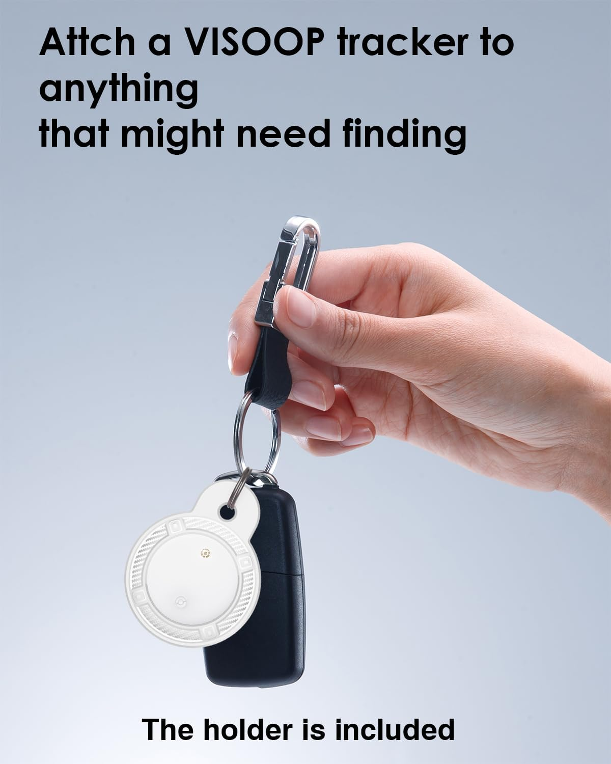 4-Pack Airtags with Holder, VISOOP Smart Bluetooth Tracker Works with Apple Find My(Ios Only), Key Finder Item Locator for Pets/Keys/Bags/Luggage Suitcases, Replaceable Battery Waterproof-Black+White image number 5