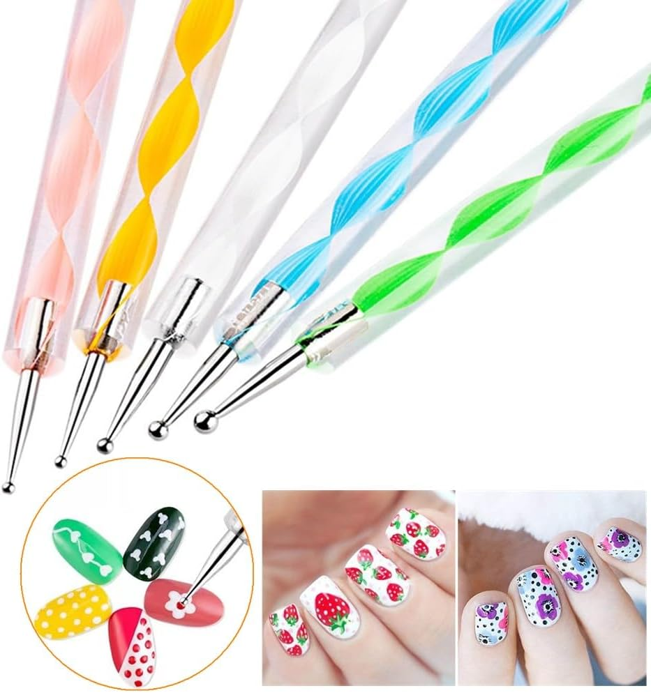 FULINJOY 21Pcs Nail Art Brushes Set, 1 Resin Nail Art Palette, 5 Nail Art Dotting Pens, 15 Nail Art Brushes, Nail Polish Mixing Palette Double-Ended Dotting Pen Nail Liner Brush Nail Drawing Brushes image number 6