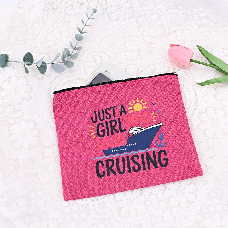 Cruise Travel Makeup Bag for Women Cruise Themed Gift Bags for Cruise Lovers Daughter Granddaughter Cruise Ship Gifts for Girls Summer Vacation Makeup Bag Essentials Beach Zipper Pouch image number 5