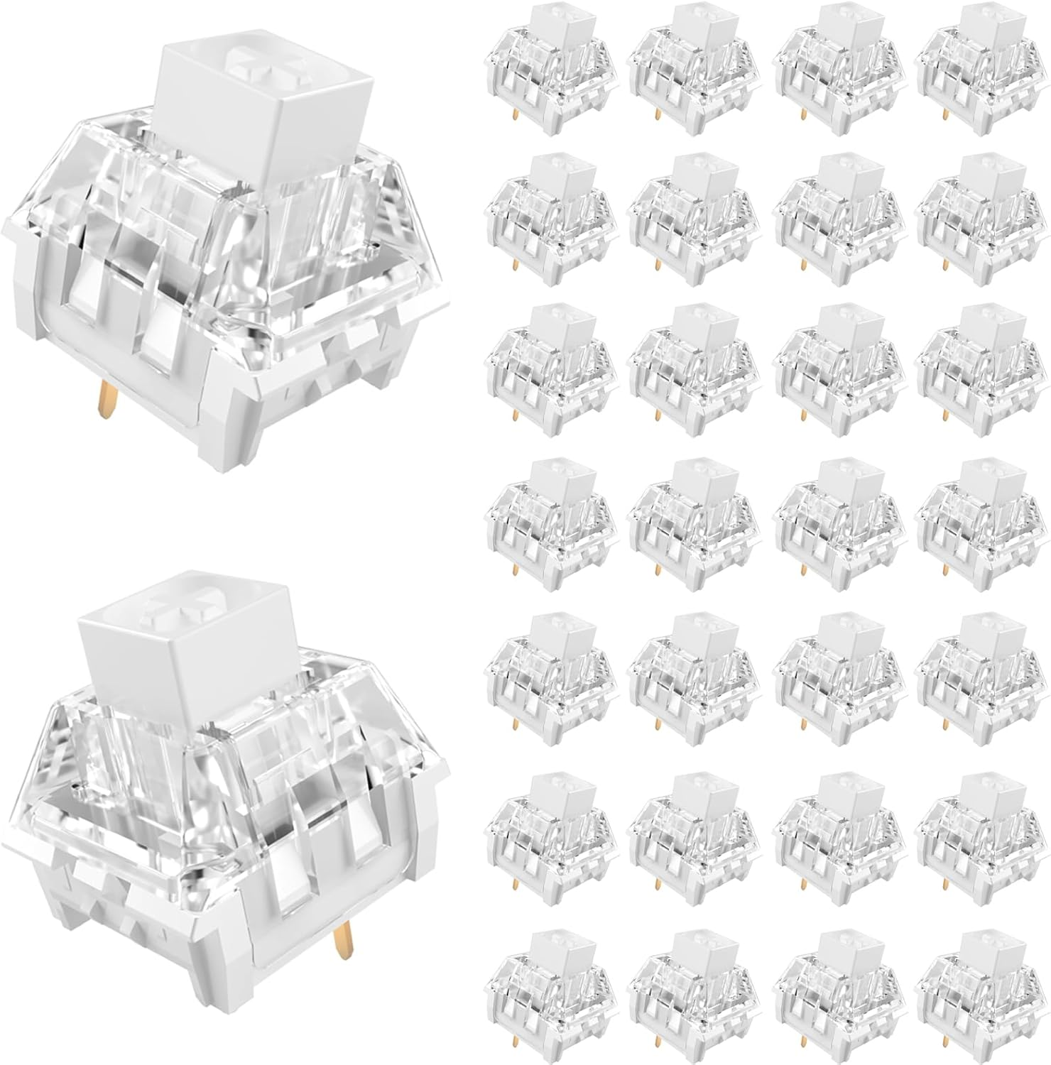 Kailh Box White Mechanical Keyboard Switches 3-Pin Clicky Switches, 45Gf Pre-Lubed, Dustproof & Waterproof, RGB SMD Compatible for Gaming Keyboards (30Pcs) image number 4