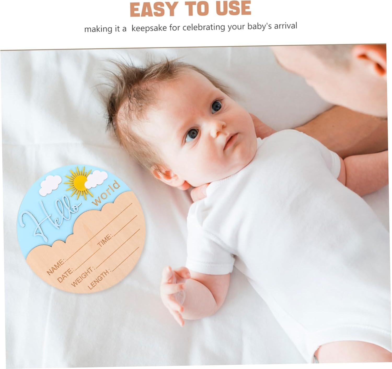 Ifundom Rustic Wooden Newborn Plaque for Photo Props Unisex Birth Name Board for Hospital Nursery Decor Lightweight Safe Design for Showers image number 3