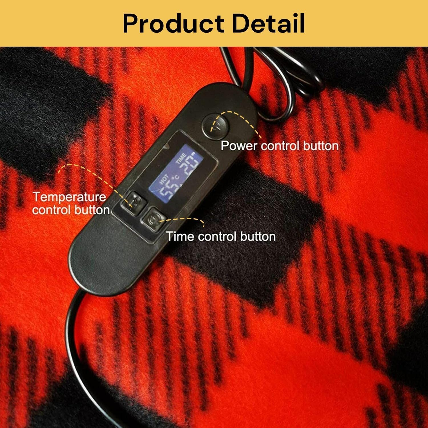 EZONEDEAL Electric Car Blanket - Heated 12 Volt Fleece Travel with Throw Heat Setting Time-Off Controller for Car Truck Boats and RV -Great for Cold Weather, Tailgating, and Emergency Kits image number 6