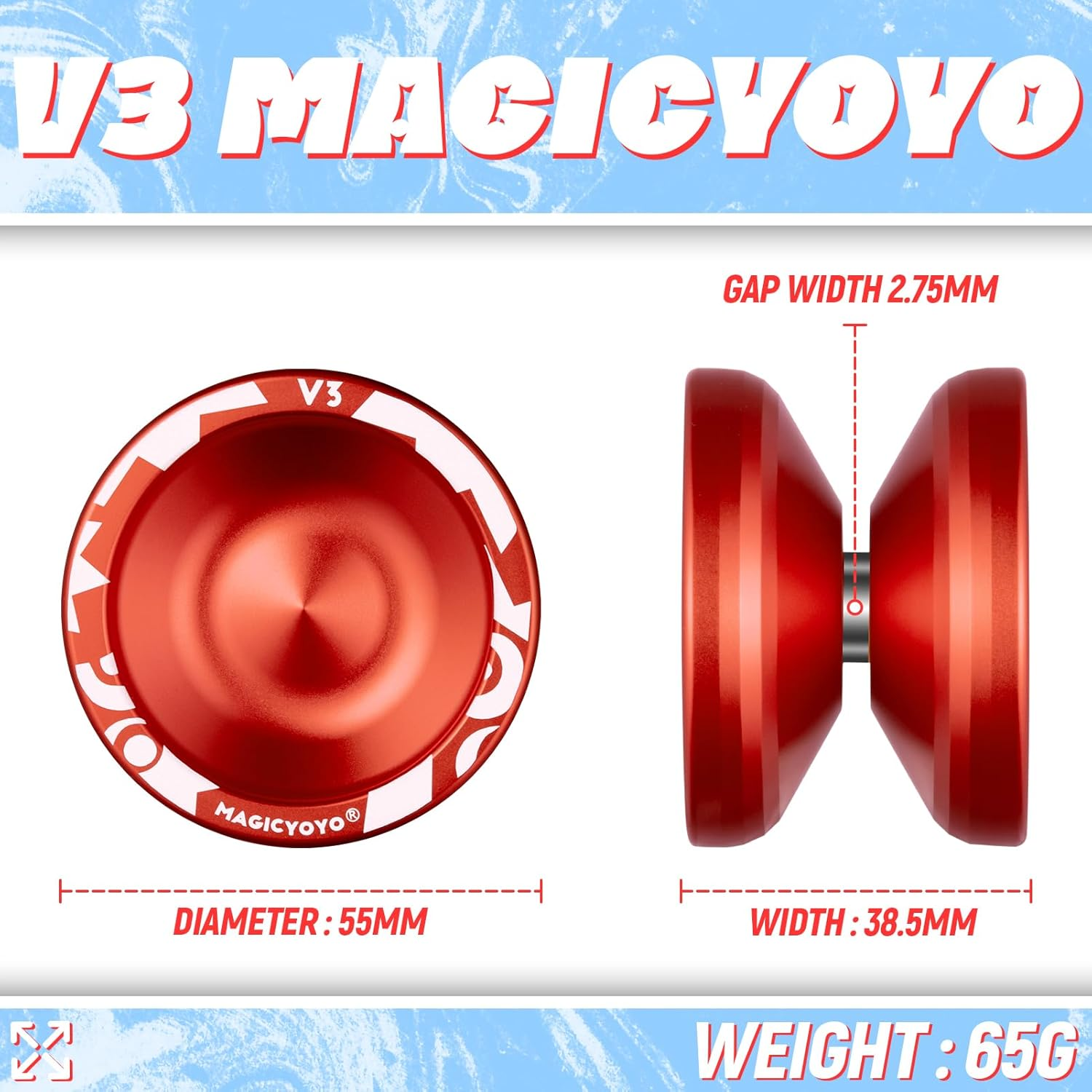MAGICYOYO V3 Professional Responsive Yoyo for Kids, Alloy for Beginners, Replacement Unresponsive Bearing for Advanced Players + 12 Strings, Bearing Removal, Axle, Case (Red) image number 6