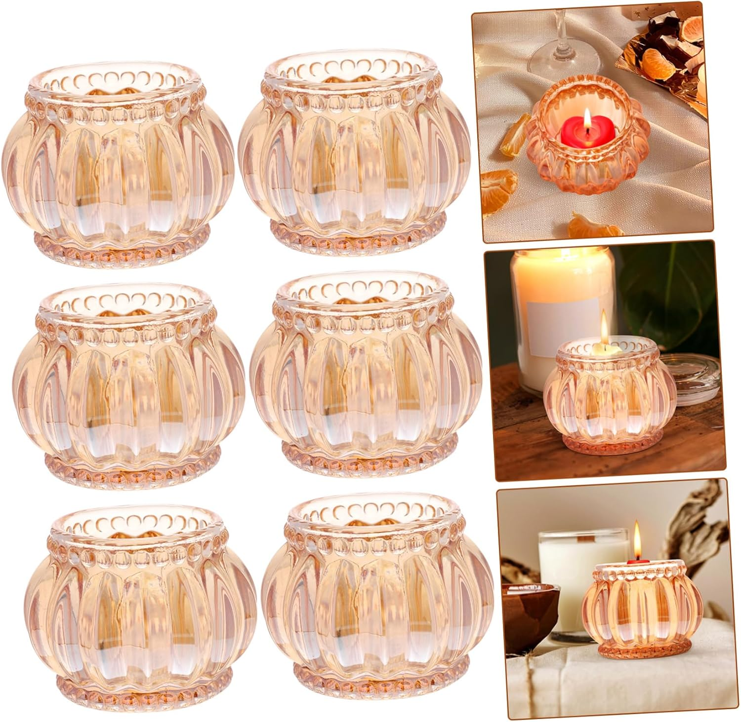 LABRIMP 6Pcs Elegant European Tealight Holder Glass Crystal Candle Sticks Votive Candle Holder for Decor image number 3