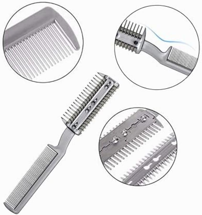 Hair Razor Comb for Dogs 2 Pcs,Multifunctional Hair Cutter Razor Comb Grooming Comb Plastic Double-Headed Trimmer Removing Tangles and Knots for Dog Pet Razor Combs with Metal Blade image number 2