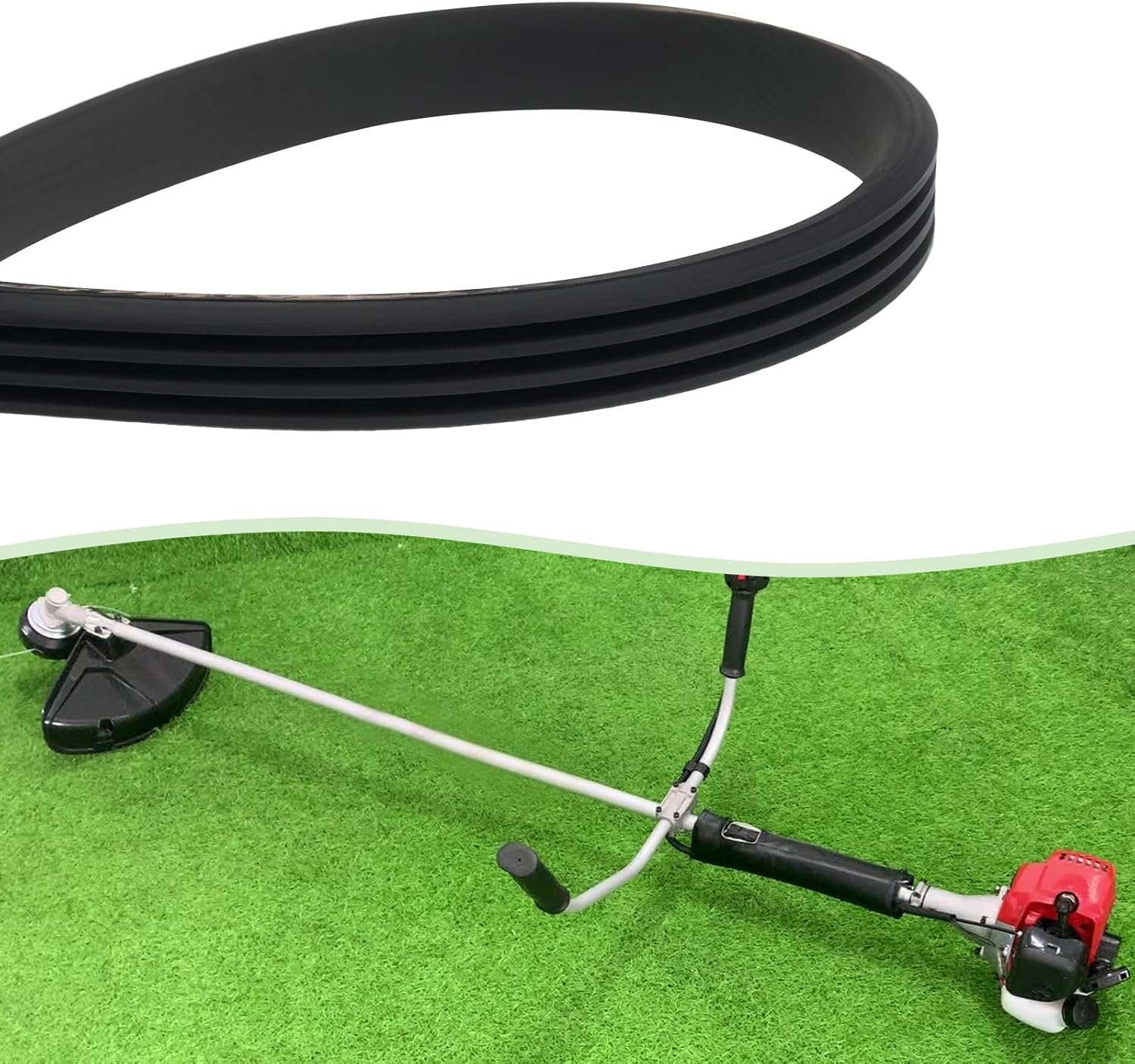 Briny River 2Pcs 4Ribs 4PJ470 Engine V-Belt 185J Ribbed Rubber Belt PJ470 for Treadmill Massager Lawn Mower Chainsaw Air Compressor 470Mm Black image number 4