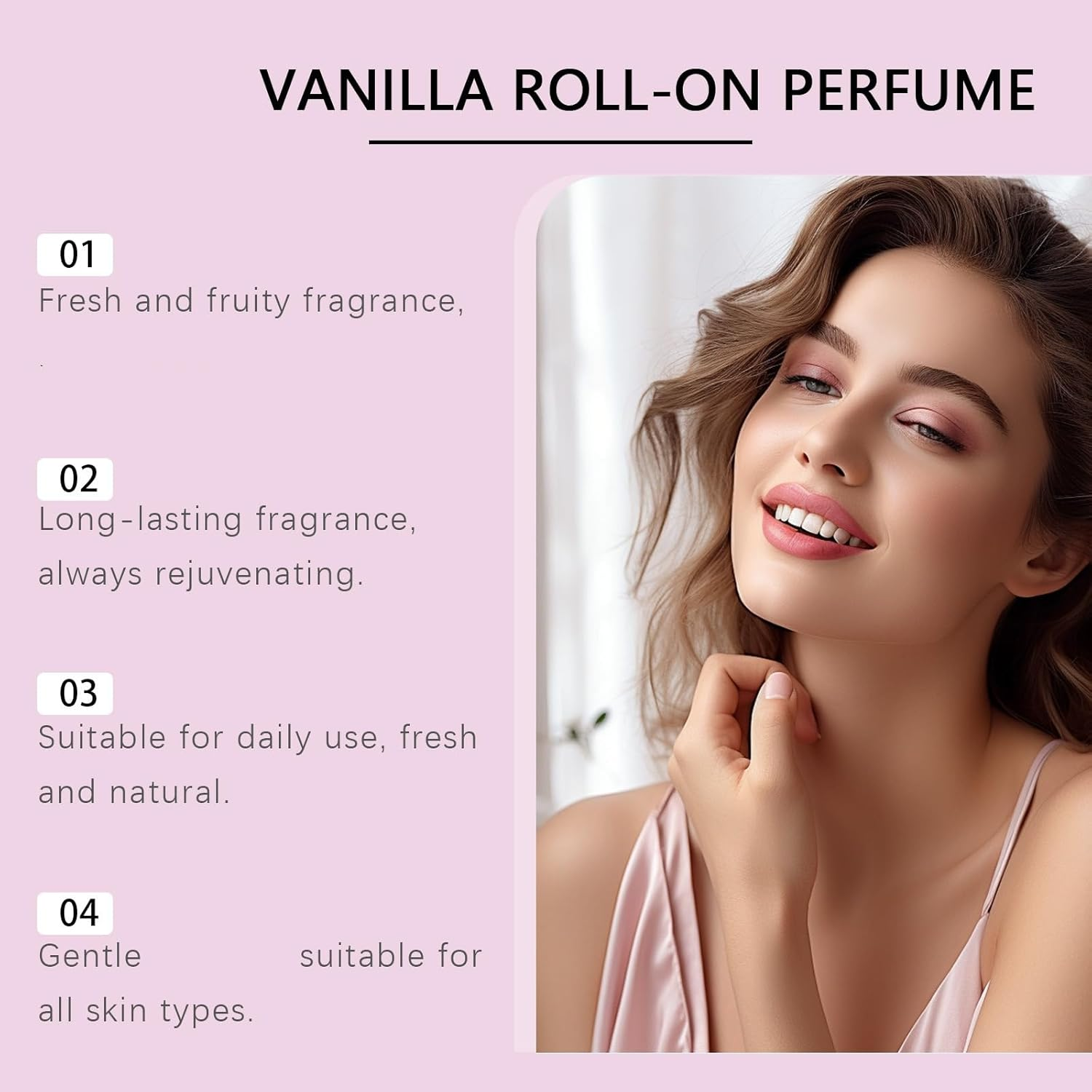 Vanilla Roll - on Perfume for Women & Men, Long - Lasting Fresh Fruity Fragrance, Portable Rollerball Fragrance Oil, Suitable for All Occasions: Work, Dates and Parties,Convenient to Carry (2PCS)
